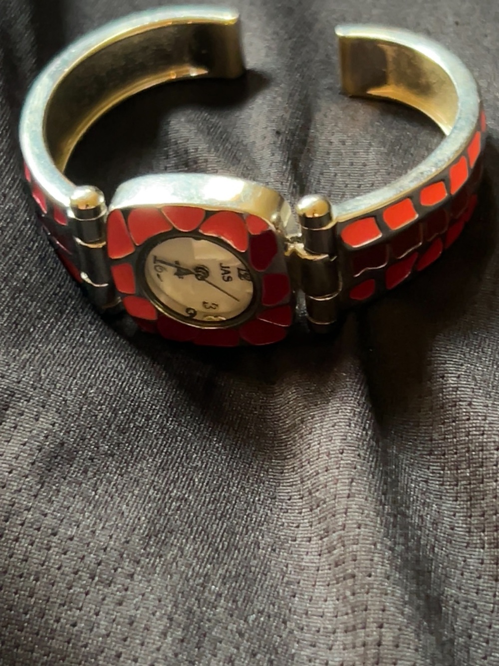 JAS Coral Accent Women's Bracelet Watch - Pink Enamel Links